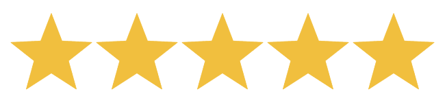 Five yellow stars in a row on a light background, representing a five-star rating.